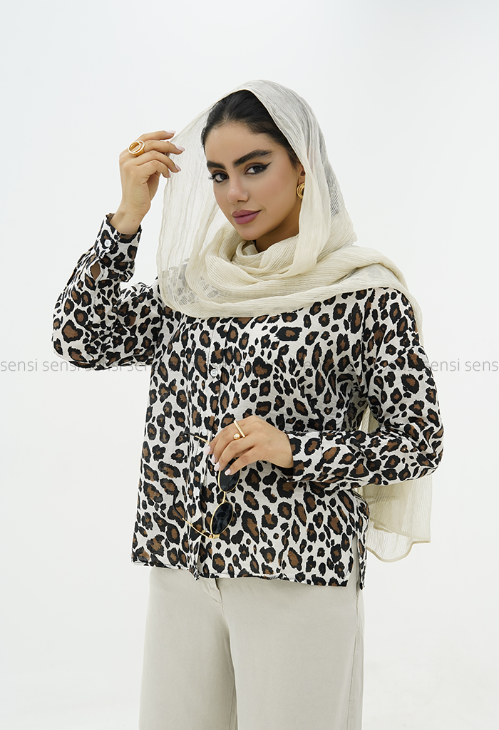شومیز پلنگی رنگی شیشه ای کد1005989